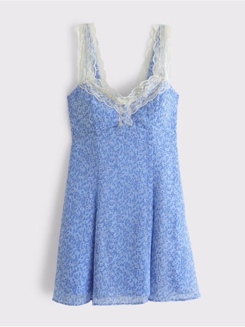 Bra-Free Lace-Trim Button-Through Mini Dress